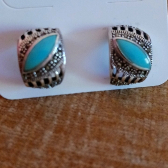 925 Sterling Silver Turquoise Earrings - Picture 9 of 11